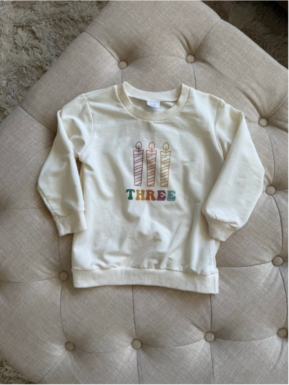 Girls Third Birthday Sweatshirt & Hoodie 3T Cream Multicolor